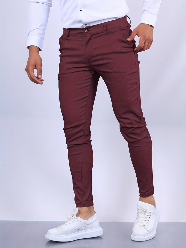 Men’s Linen Blend Tailored Slim-Fit Chino Trousers