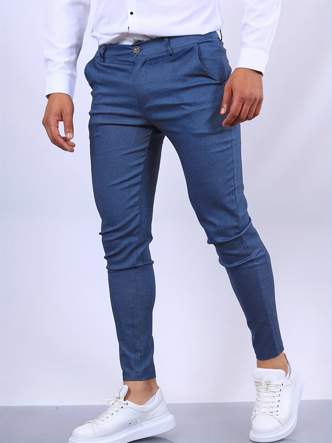 Men’s Linen Blend Tailored Slim-Fit Chino Trousers