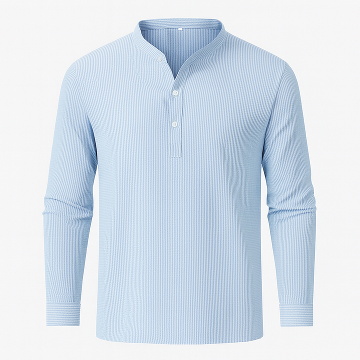 Men's Henley Neck Long Sleeve Linen Blend Top