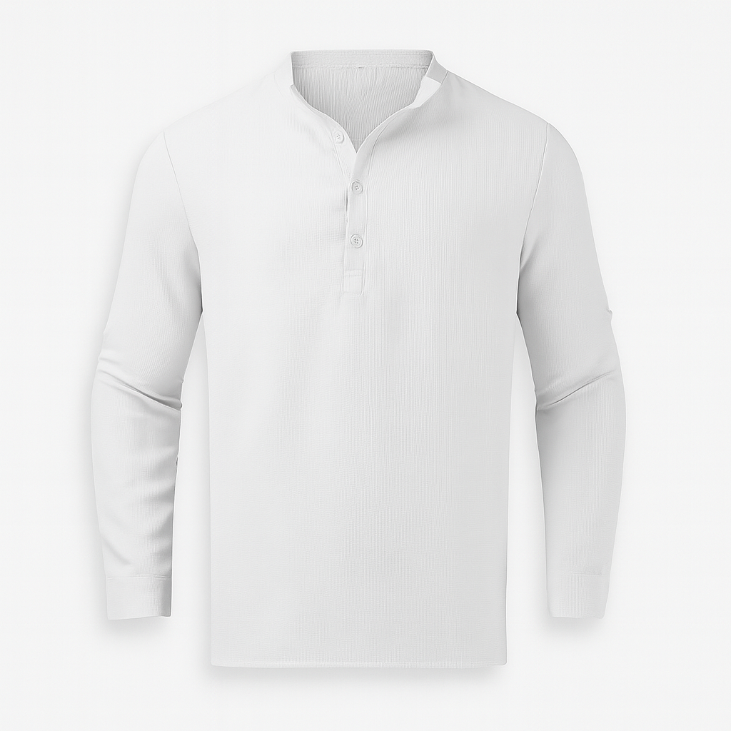 Men's Henley Neck Long Sleeve Linen Blend Top
