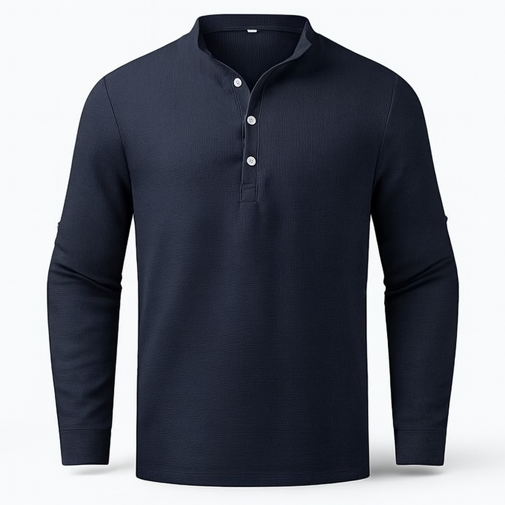 Men's Linen Henley Long Sleeve Shirt Casual Top