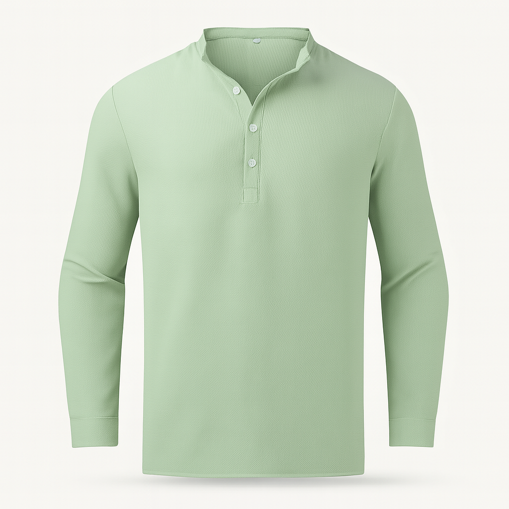 Men's Linen Henley Long Sleeve Shirt Casual Top