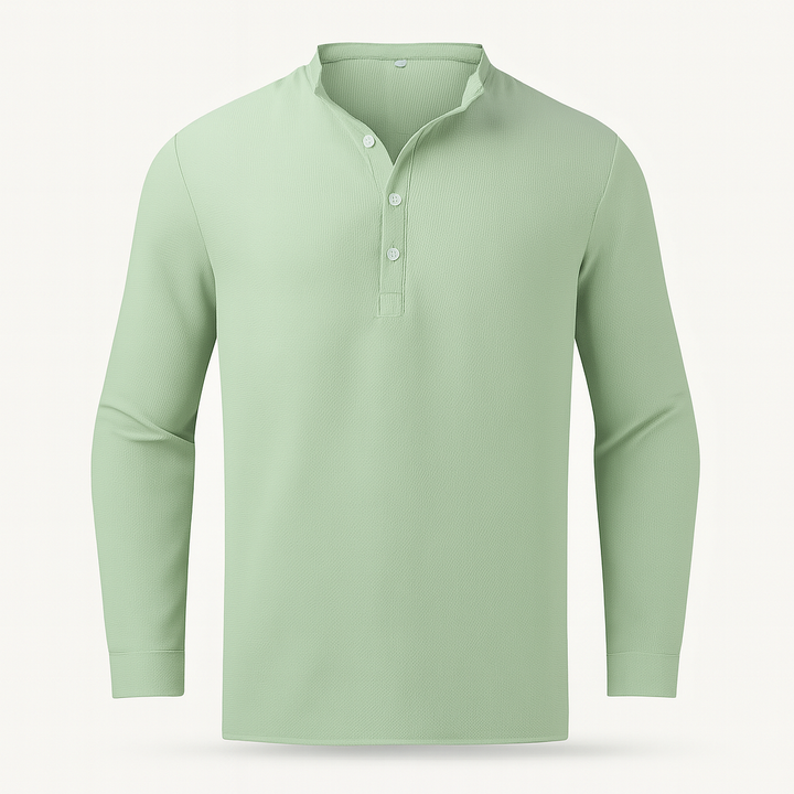 Men's Linen Henley Long Sleeve Shirt Casual Top