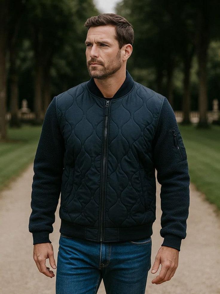 Men’s Fleece-Lined Quilted Flight Bomber Jacket