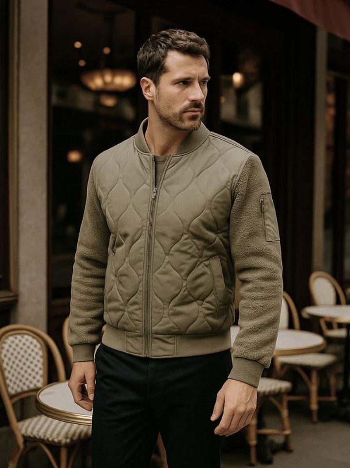 Men’s Fleece-Lined Quilted Flight Bomber Jacket