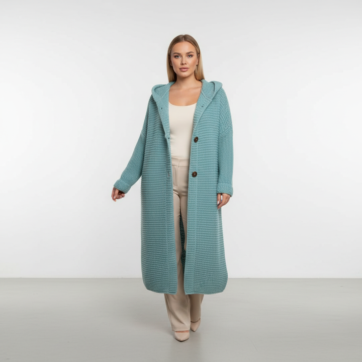 Women’s Long Hooded Merino Wool Cardigan