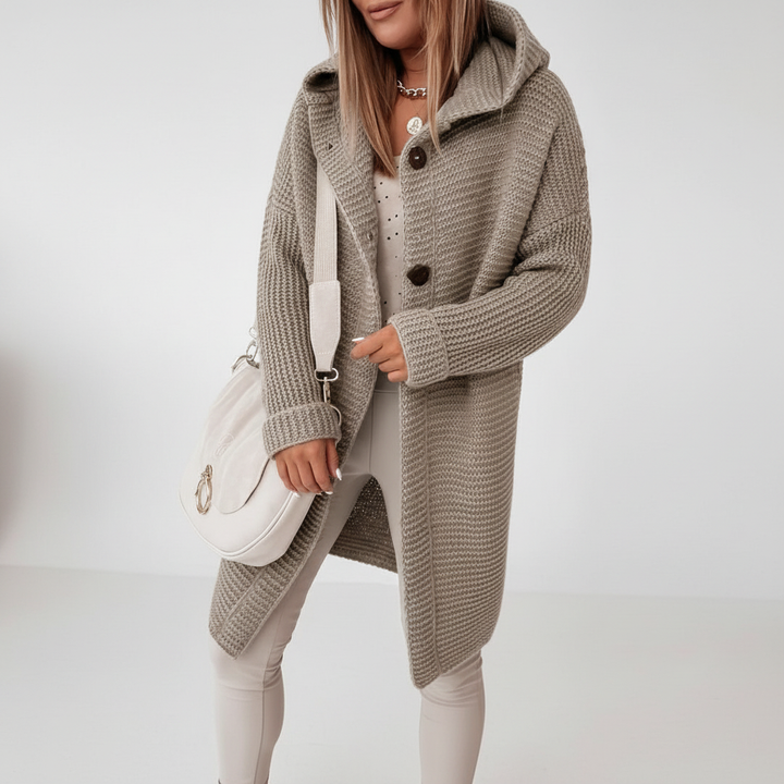 Women’s Long Hooded Merino Wool Cardigan
