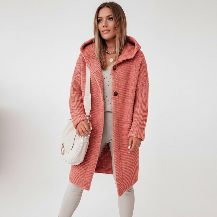 Women’s Long Hooded Merino Wool Cardigan