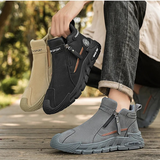 Men’s Leather Cushioned Side-Zip Walking Sneakers