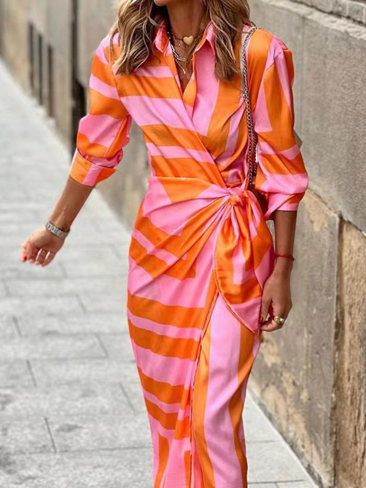 Summer Dress | Flattering Silhouette, Lightweight fabric | Orange Pink