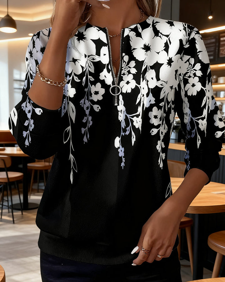 Women's Floral Sweatshirt Fleece Long Sleeve Pullover Top