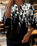 Women's Floral Sweatshirt Fleece Long Sleeve Pullover Top