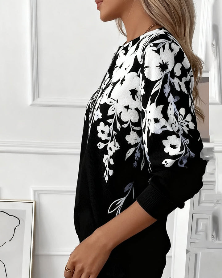 Women's Floral Sweatshirt Fleece Long Sleeve Pullover Top