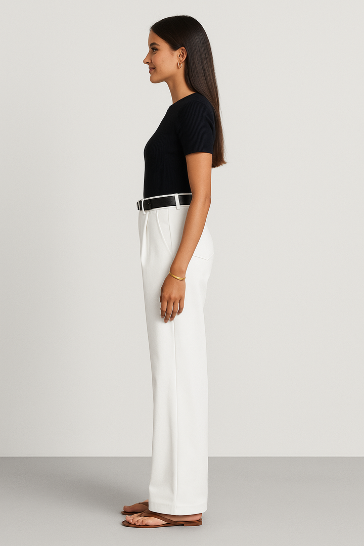 Wide Leg Trousers Women's High Waisted Breathable Summer Blend Tailored Pants