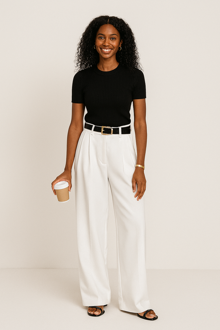 Wide Leg Trousers Women's High Waisted Breathable Summer Blend Tailored Pants