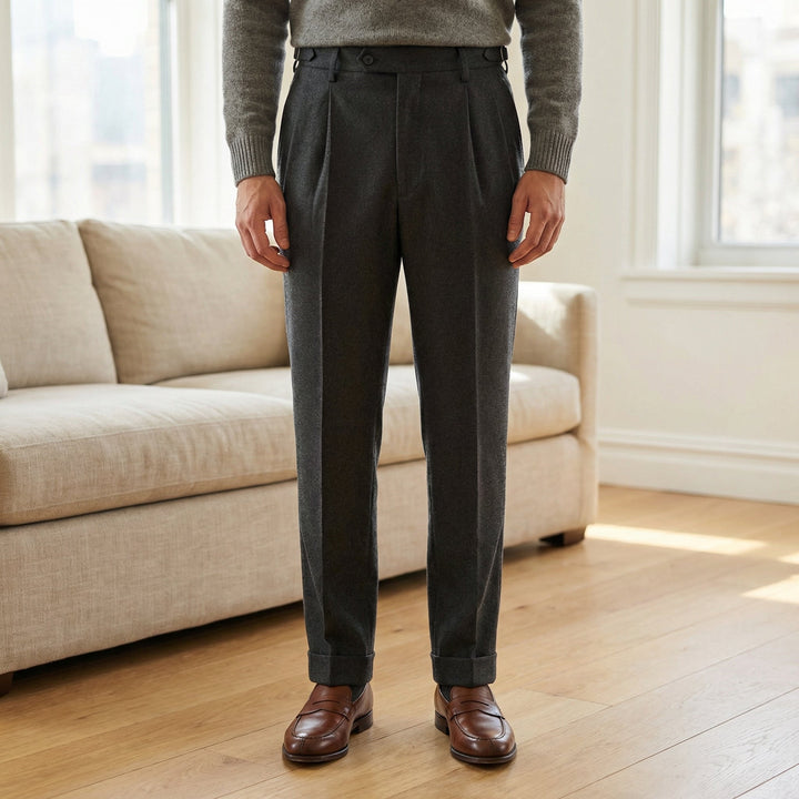 Men’s Merino Wool Trousers Slim Fit Tailored Dress Pants