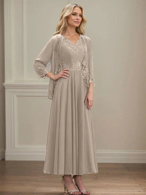 Women's Chiffon Evening Dress with Jacket