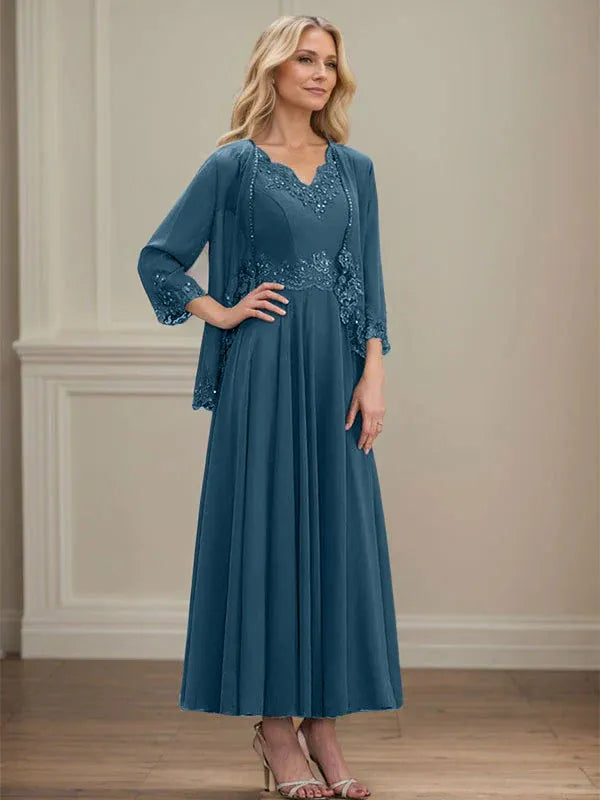 Women's Chiffon Evening Dress with Jacket