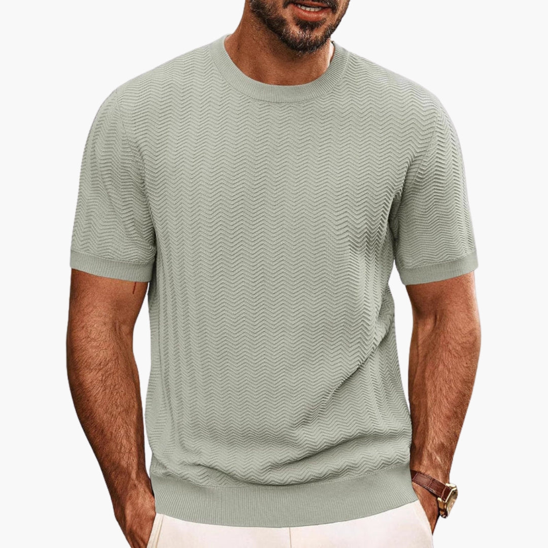 Men's Knit Short Sleeve Crew Neck T-Shirt Textured Mesh Top
