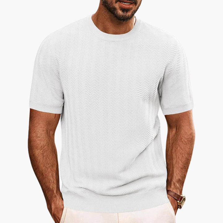 Men's Knit Short Sleeve Crew Neck T-Shirt Textured Mesh Top
