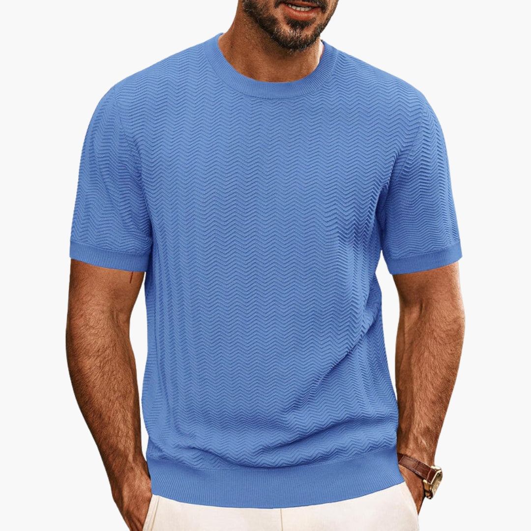 Men's Knit Short Sleeve Crew Neck T-Shirt Textured Mesh Top