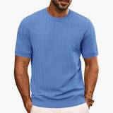 Men's Knit Short Sleeve Crew Neck T-Shirt Textured Mesh Top