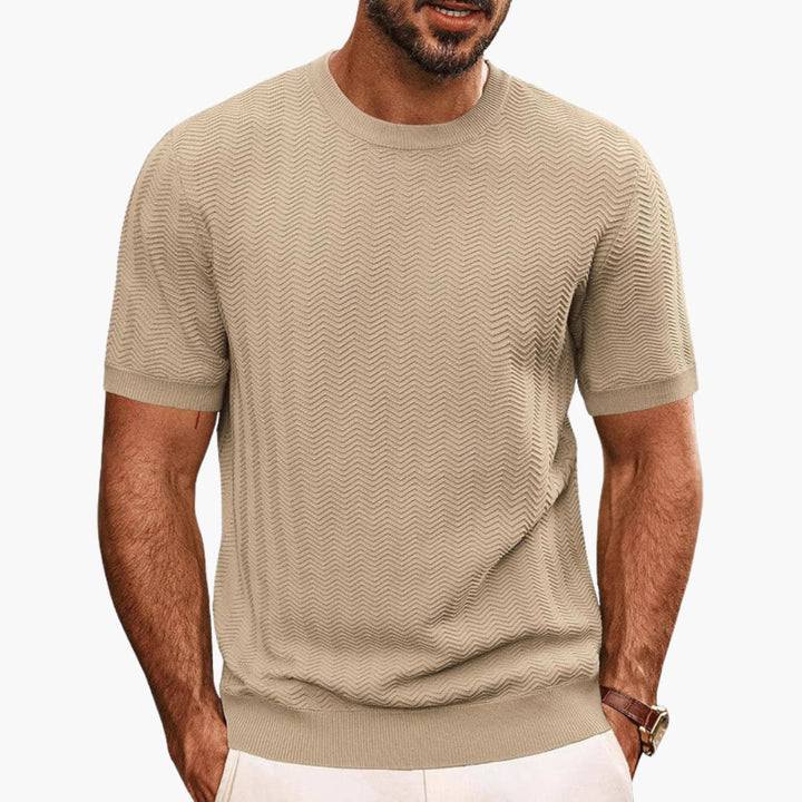 Men's Knit Short Sleeve Crew Neck T-Shirt Textured Mesh Top