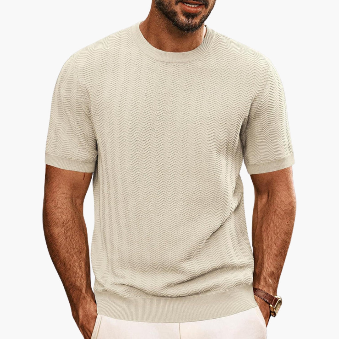 Men's Knit Short Sleeve Crew Neck T-Shirt Textured Mesh Top
