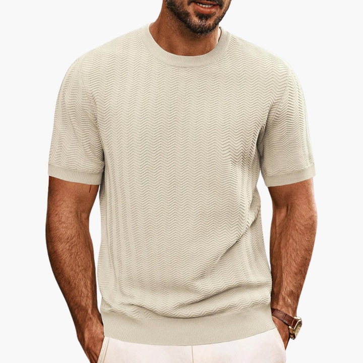 Men's Knit Short Sleeve Crew Neck T-Shirt Textured Mesh Top