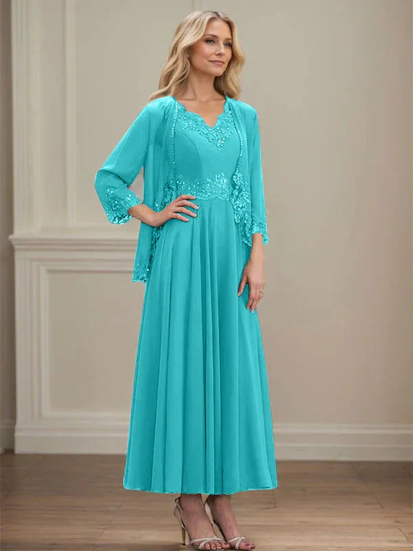 Women's Chiffon Evening Dress with Jacket