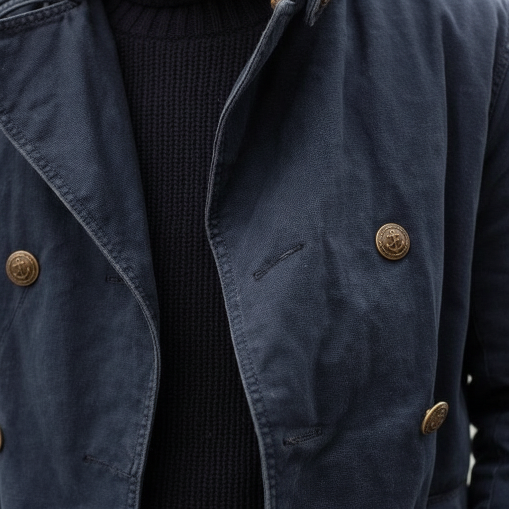 Men's Double Breasted Fleece Blend Pea Coat