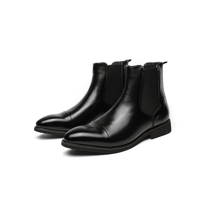 Men's Leather Chelsea Boots with Contrast Red Sole