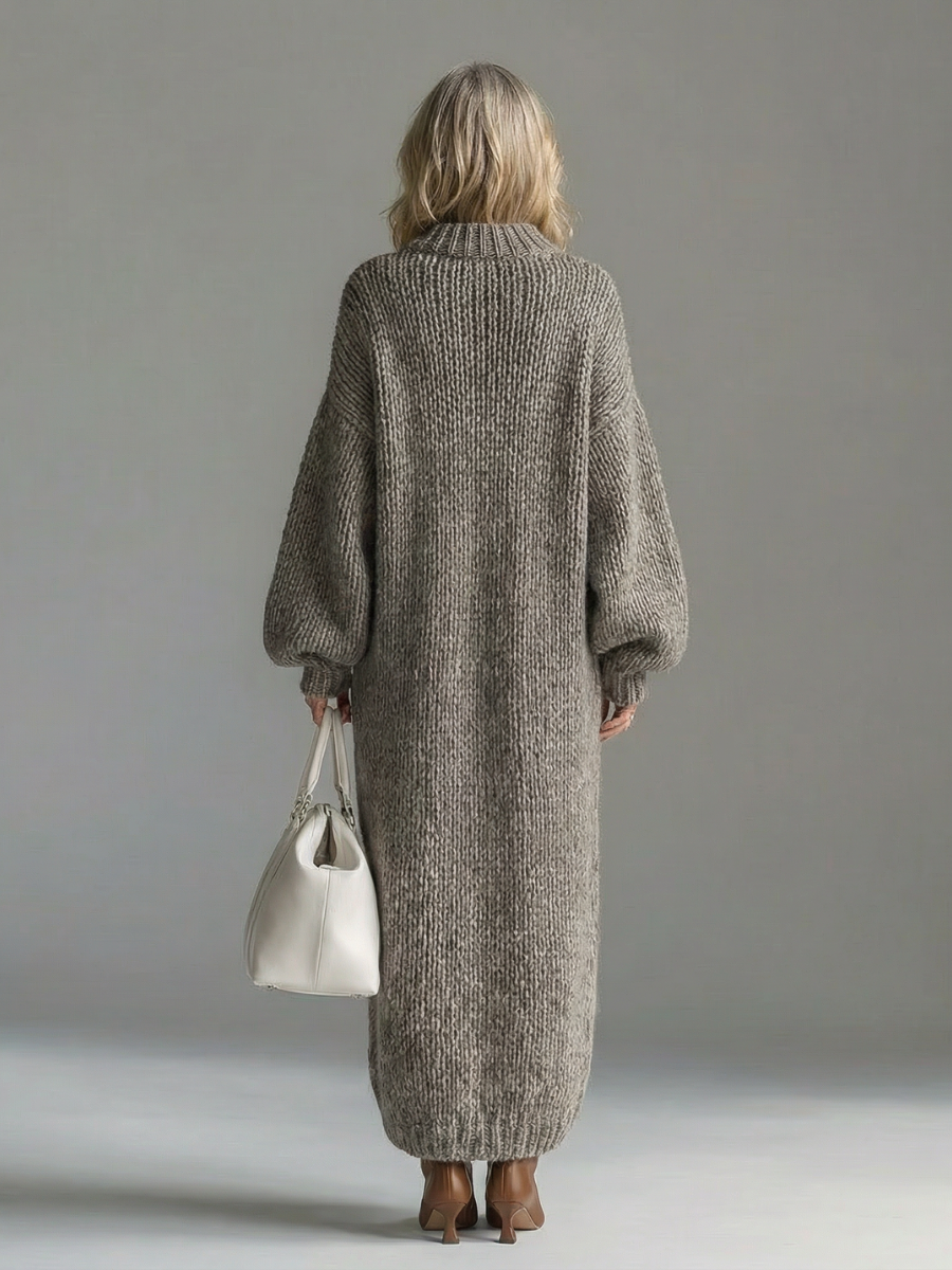 Women's Oversized Acrylic Knit Sweater Maxi Dress