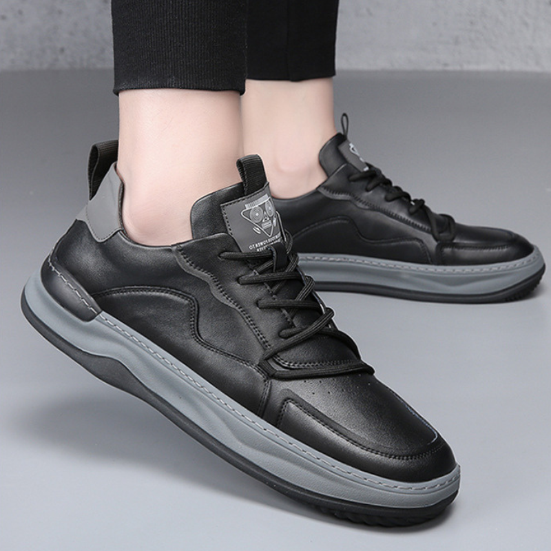 Men's Leather Fashion Sneakers Casual Walking Shoes