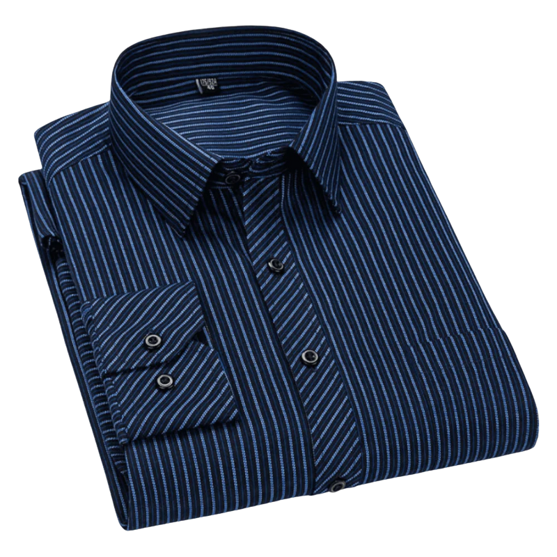 Men's Linen Long Sleeve Striped Dress Shirt