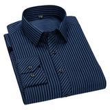 Men's Linen Long Sleeve Striped Dress Shirt