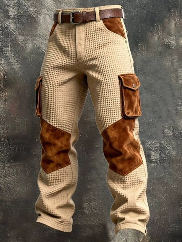 Men's Reinforced Linen-Blend Cargo Trousers