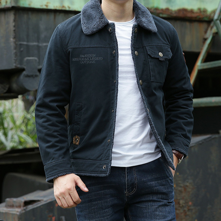 Men's Fleece Lined Trucker Cargo Work Jacket