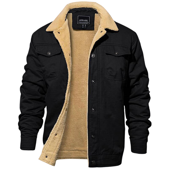 Men's Fleece Lined Canvas Cargo Work Jacket