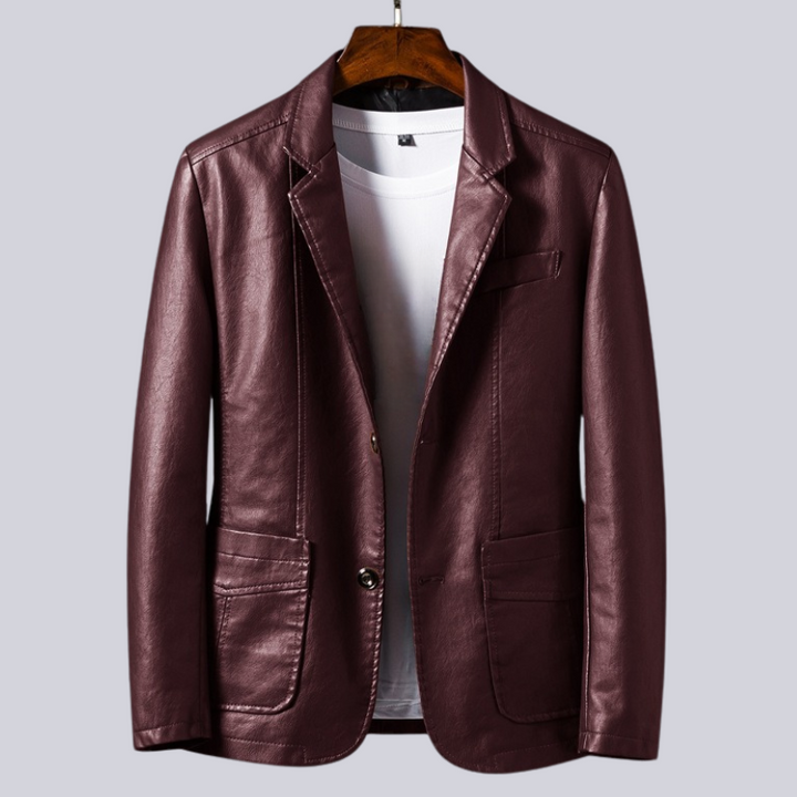 Men's Leather Blazer Suit Jacket Outerwear