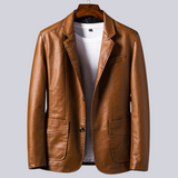 Men's Leather Blazer Suit Jacket Outerwear