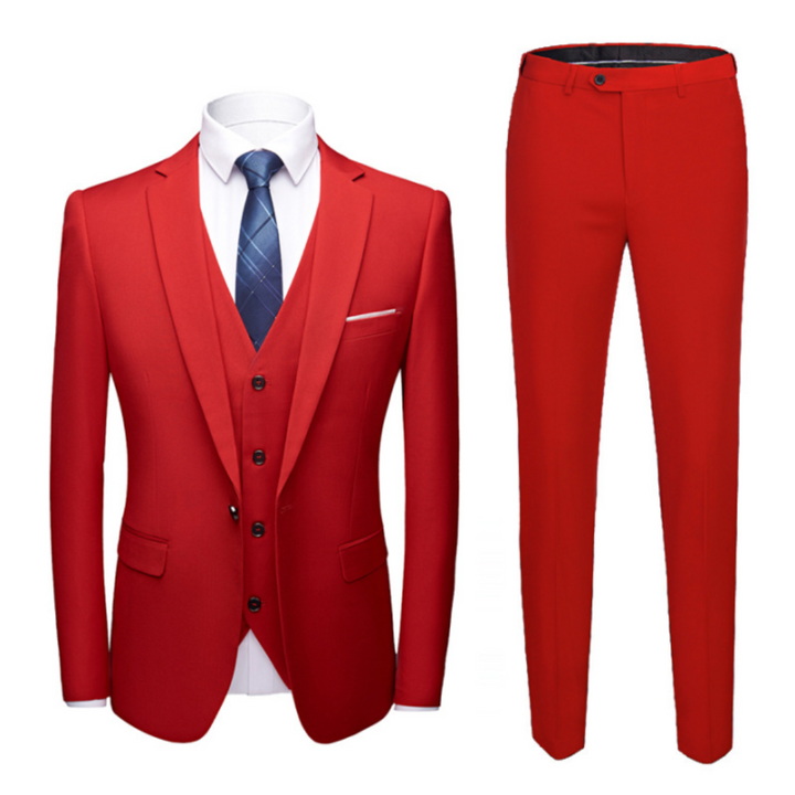 Men's Slim Fit Three Piece Wool Suit for Business and Formal Occasions
