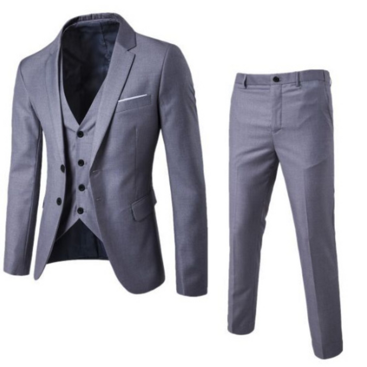 Men's Slim Fit Three Piece Wool Suit for Business and Formal Occasions