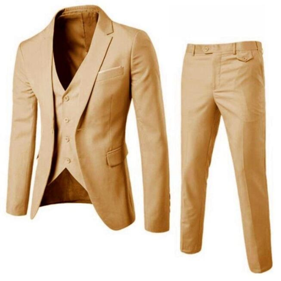 Men's Slim Fit Three Piece Wool Suit for Business and Formal Occasions