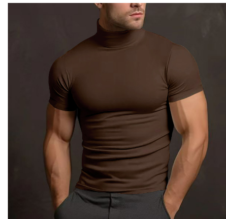 Men's Knit Mock Neck Slim Fit Short Sleeve Muscle T-Shirt