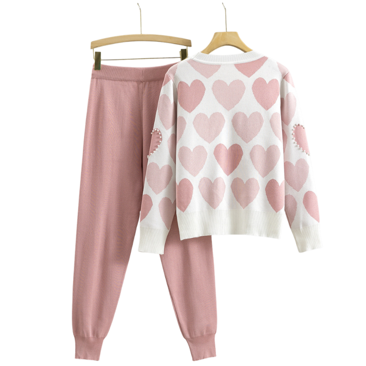 Women's Wool Heart Lounge Set Sweatshirt and Joggers Two Piece Tracksuit