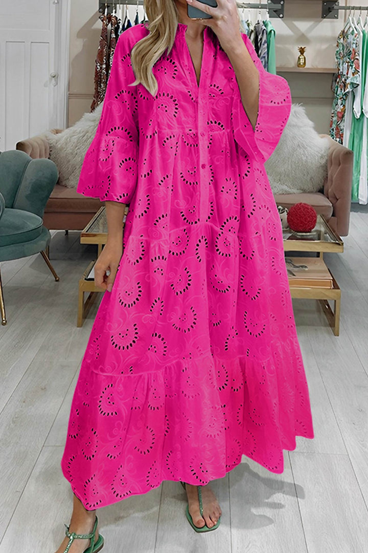 Women's V-Neck Maxi Dress Linen Blend Sun Dress