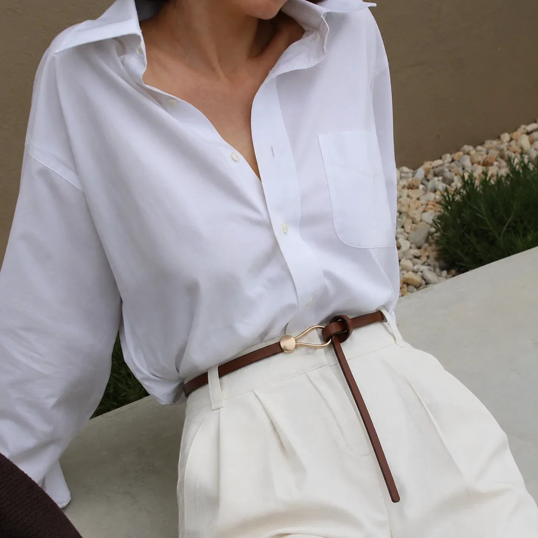 Women's Leather Slim Buckle Waist Belt