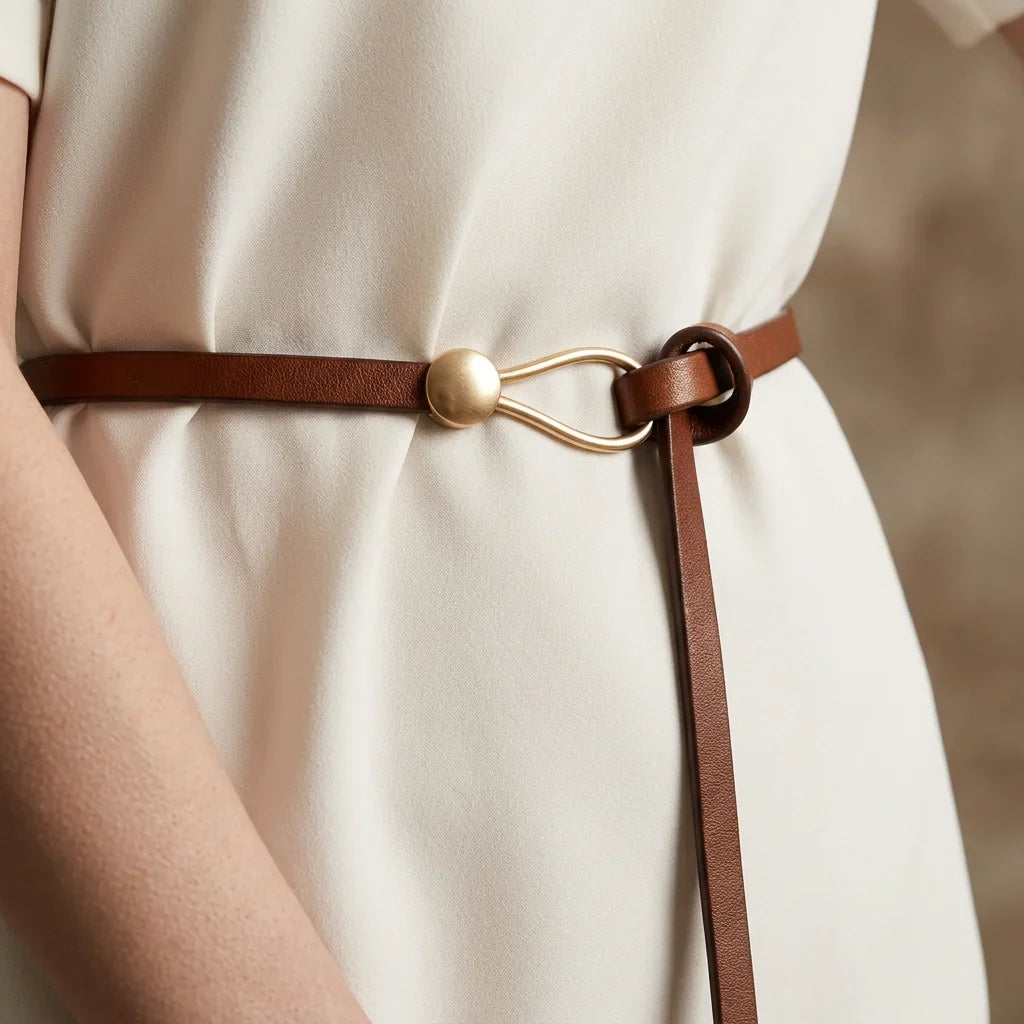 Women's Leather Slim Buckle Waist Belt
