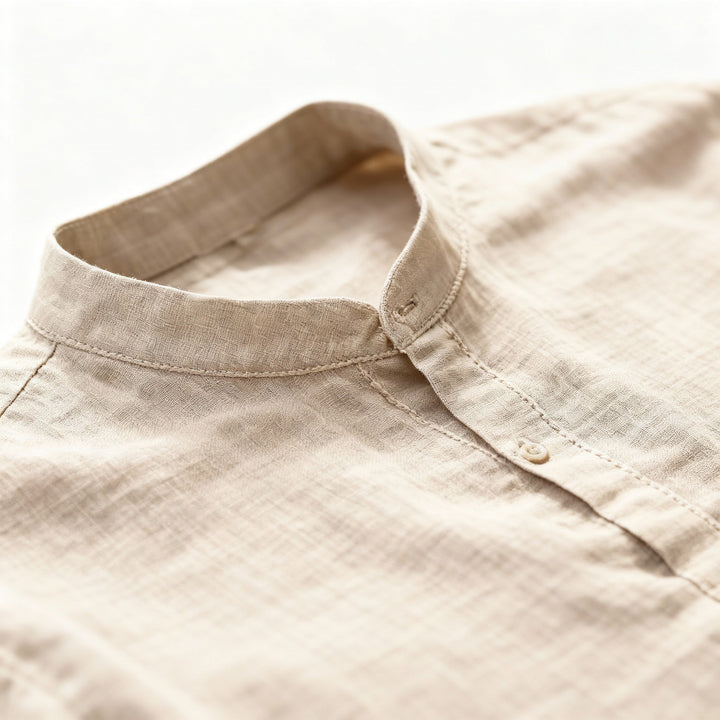 Men Henley Linen Shirt Men Long Sleeve Casual Top
